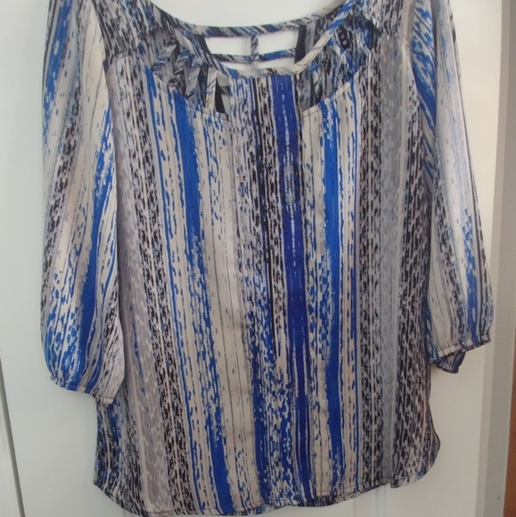 HEART SOUL Striped Print Blouse Top MED - Picture 4 of 4